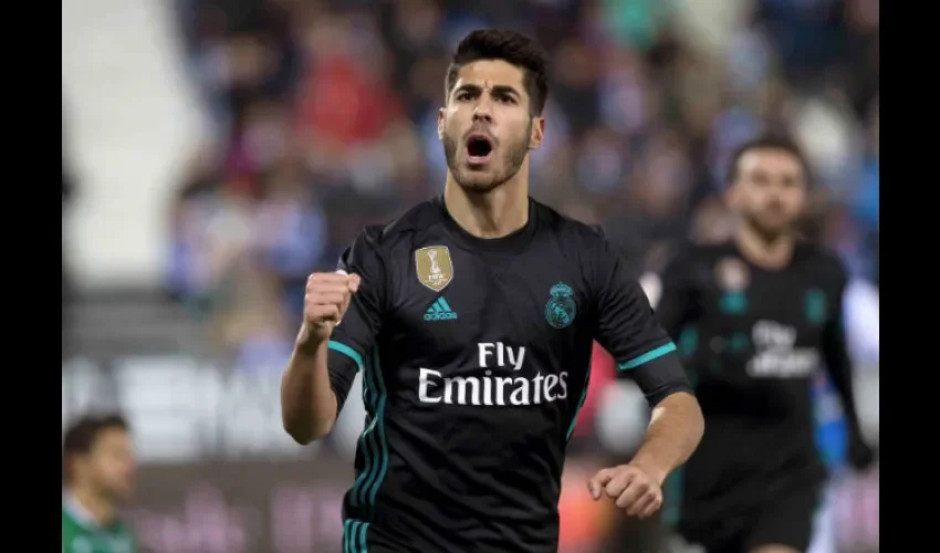 Marco Asensio, del Real Madrid, celebra su gol ante el Leganés.