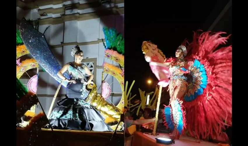 Lineth Polo es la reina de Calle Abajo con colores verde en su atuendo, mientras que la fantasía en rojo fue la escogida por Elena Rodríguez, Calle Arriba de Chitré. 