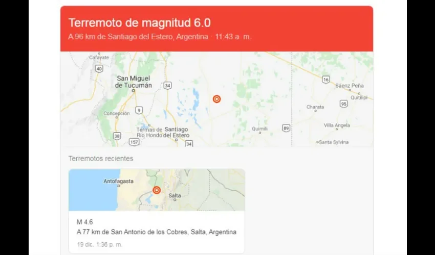 Foto ilustrativa del área donde se registró el sismo. 