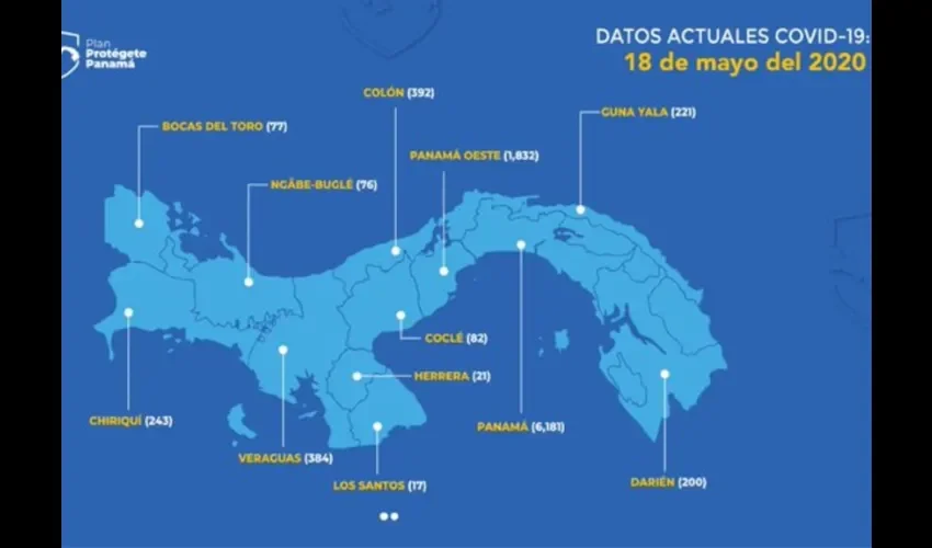 Mapa de casos de COVID-19 en el país. 