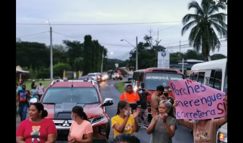 Vista de la protesta de los moradores. 