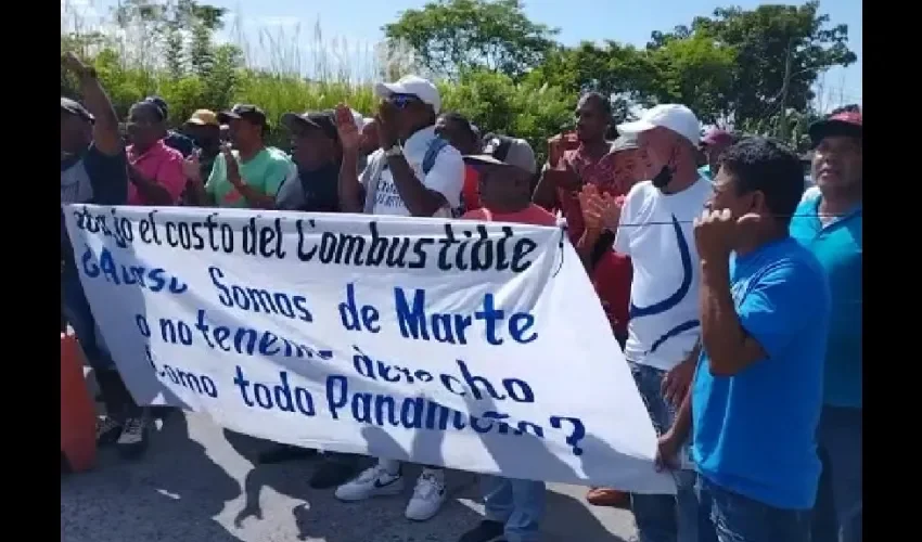 Vista de la protesta de los pescadores. 